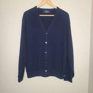 Vintage Knights Bridge 1970s Navy‎ Cardigan Grandpa Sweater Made In USA Sz XL
